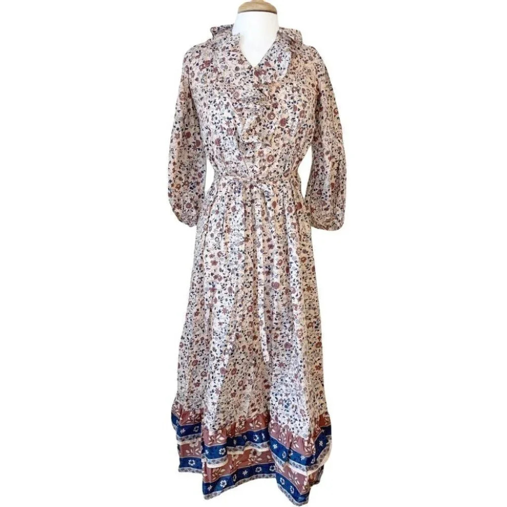 Christy Dawn The Plum Dress Size Small Sand Anemone Vine Puff Floral Ruffle  NWT - Picture 2 of 13